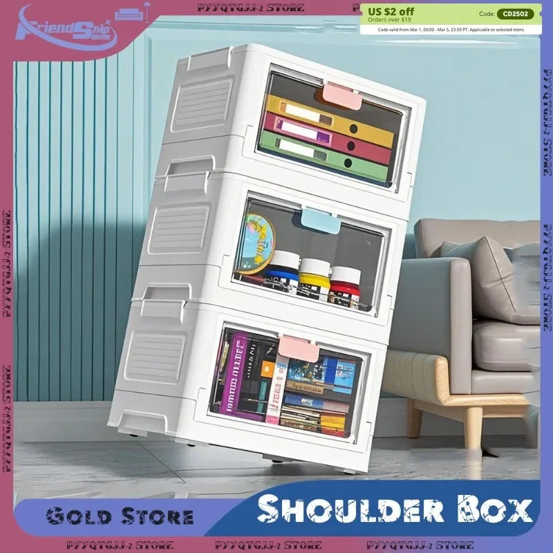 Large Capacity Storage Box Foldable Stackable Sundries Case Clothes Toy Snacks Sorting Bin for Home Bedroom Storage Organizers