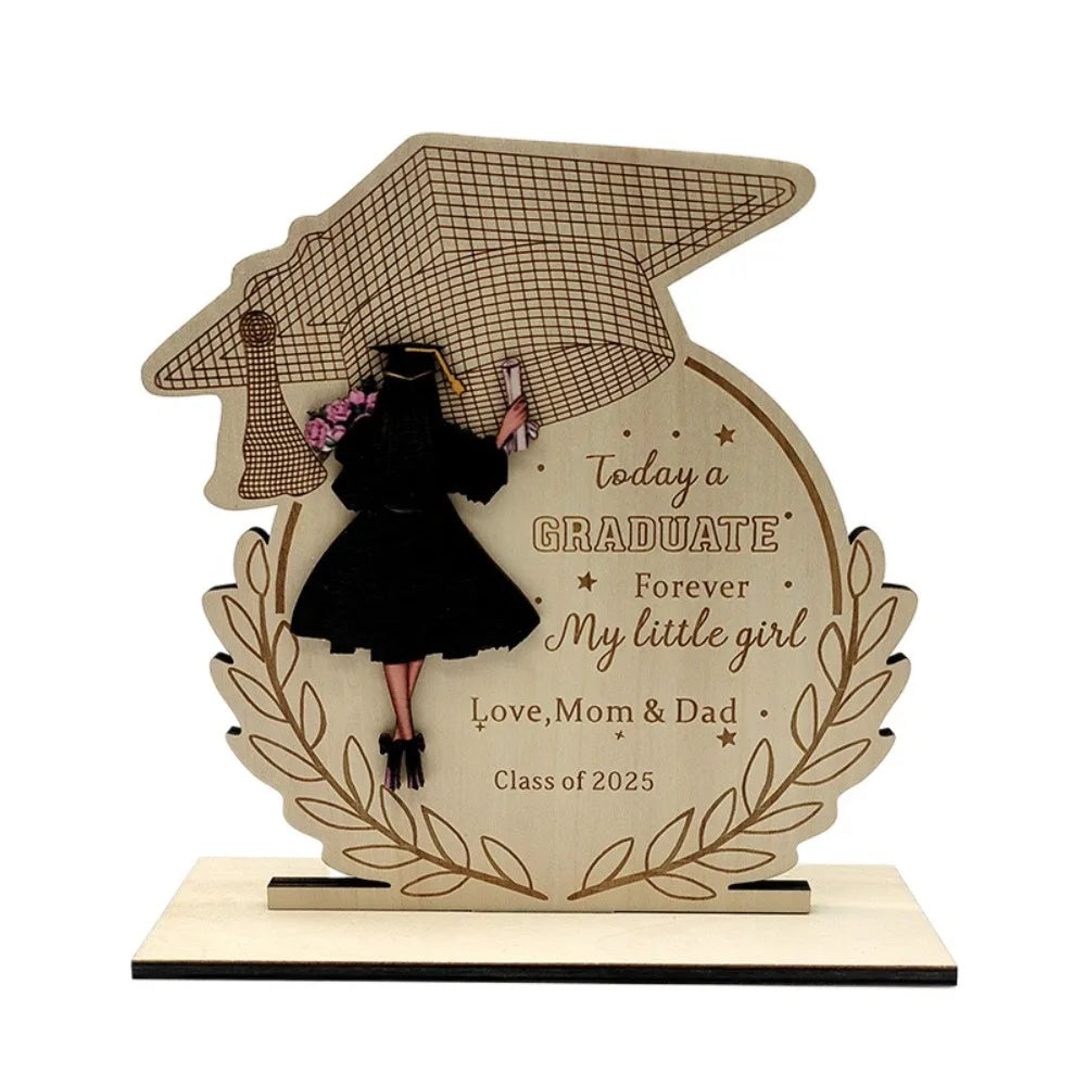 Desktop Decor Wooden Graduation Ornament Rustic Durable Home Decoration Ornament Handmade Creative Graduation Gift Festival