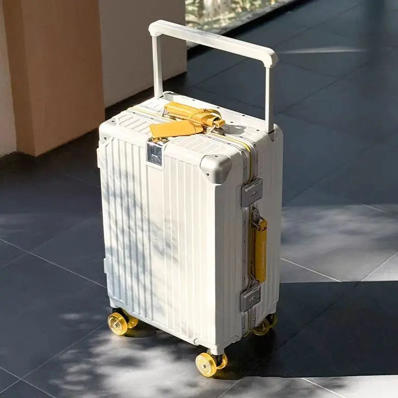 Wide Handlebar Suitcase Rolling Luggage Large Capacity Aluminum Frame Trolley Case with Colorful Silent Spinner Wheels TSA Lock