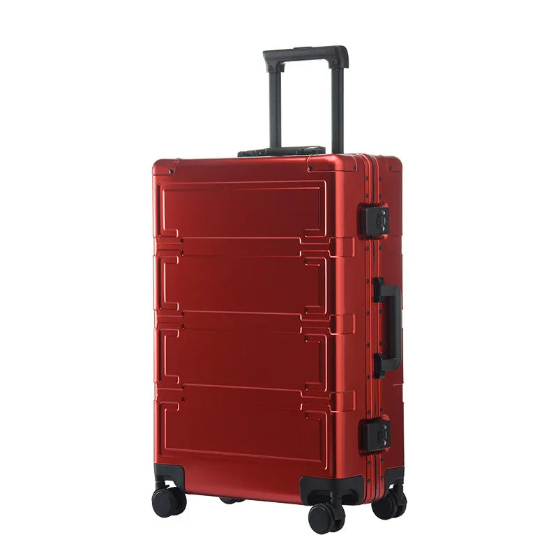 German all-aluminum luggage men women student fashion trolley suitcase metal aluminum travel luggage luxury boarding case