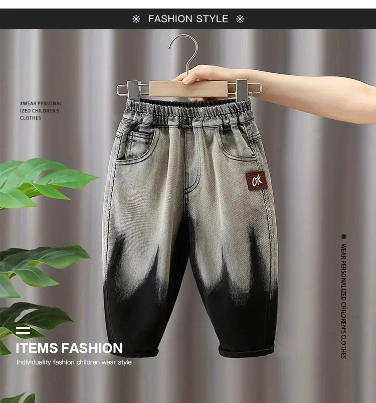 Baby Boy Jeans Spring and Autumn Children's Rascal Handsome Casual Pants Kids Trousers