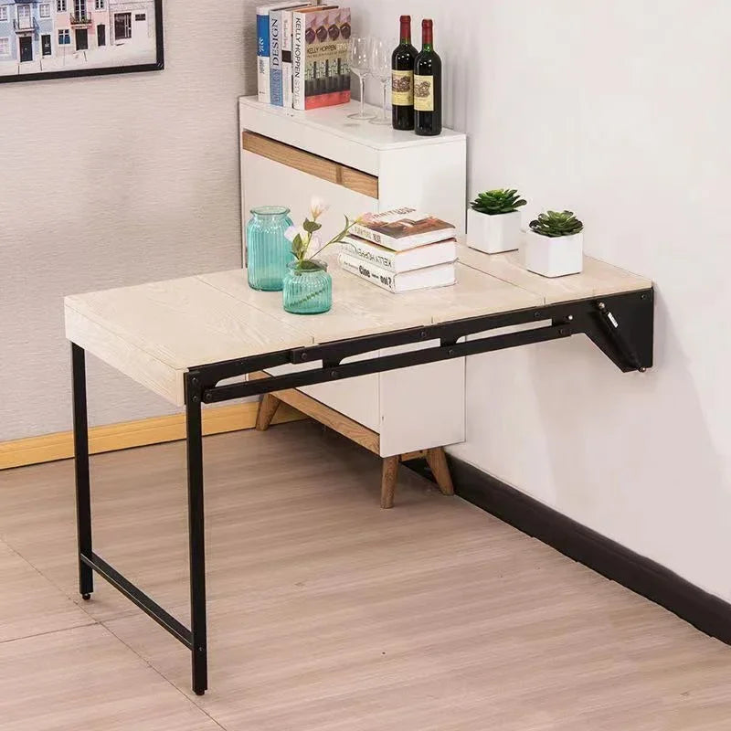 Portable Folding Dining Tables Metal Wall Storage Shelf Multifunctional Restaurants Tables Extendable Dining Room Furniture