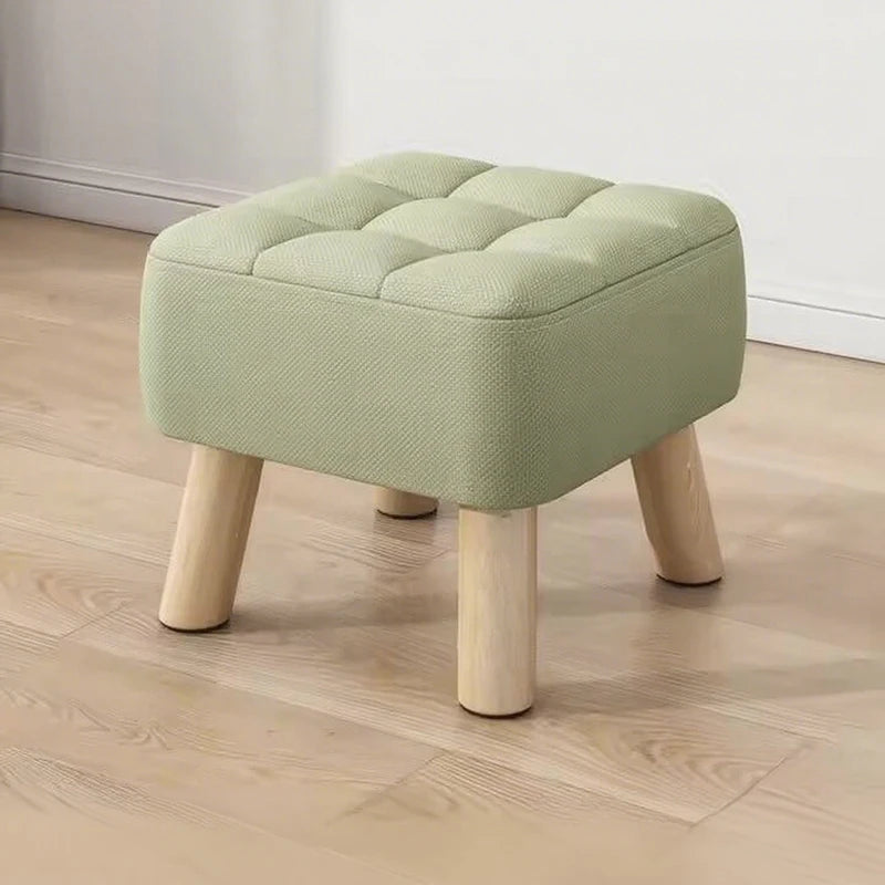 Solid Wood Footstool  Upholstered Seat  Small Sofa Shoe - changing & Tea - serving Bench  Round - foot Shoe - changing Stool Foo
