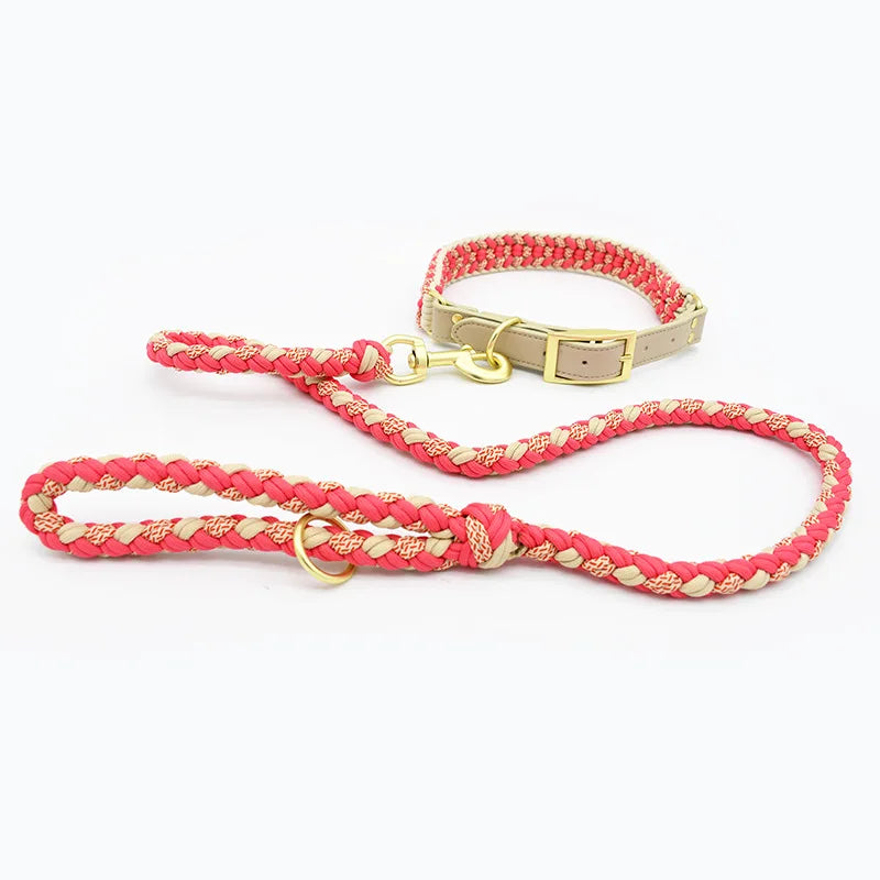 Loudik Wholesale New Dog Walking Rope Handwoven Collar Pet Leash Collar Medium and Large Dog Pet Supplies Puppy Accessories