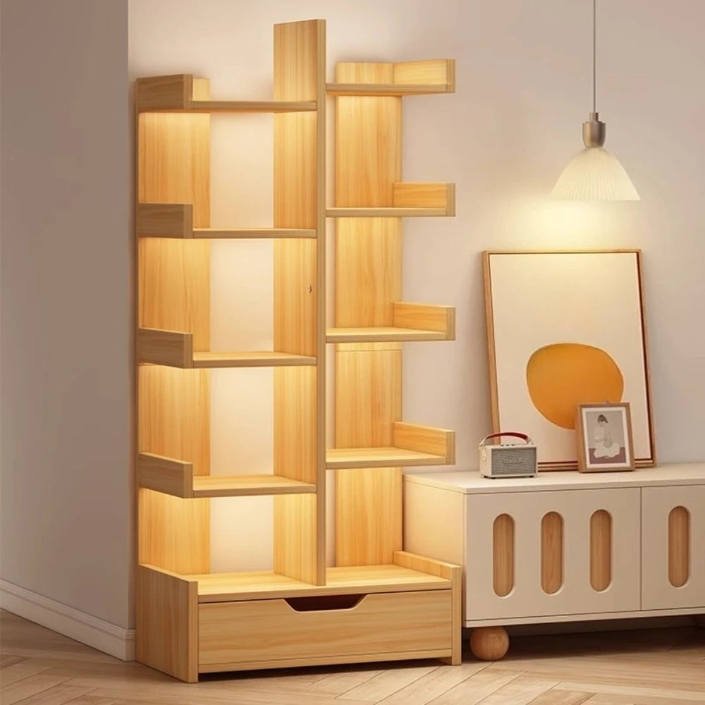 Multi-Level Bookshelf Floor Standing Storage Racks Office Display High Load-bearing Large Capacity Grid Saving Space Bookshelf