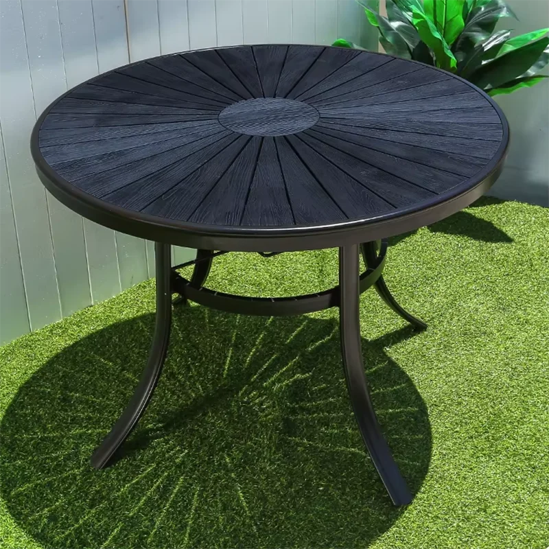 Outdoor Dining Tables Minimalist Round Waterproof Table Wood-plastic Table Balcony Living Room Furniture