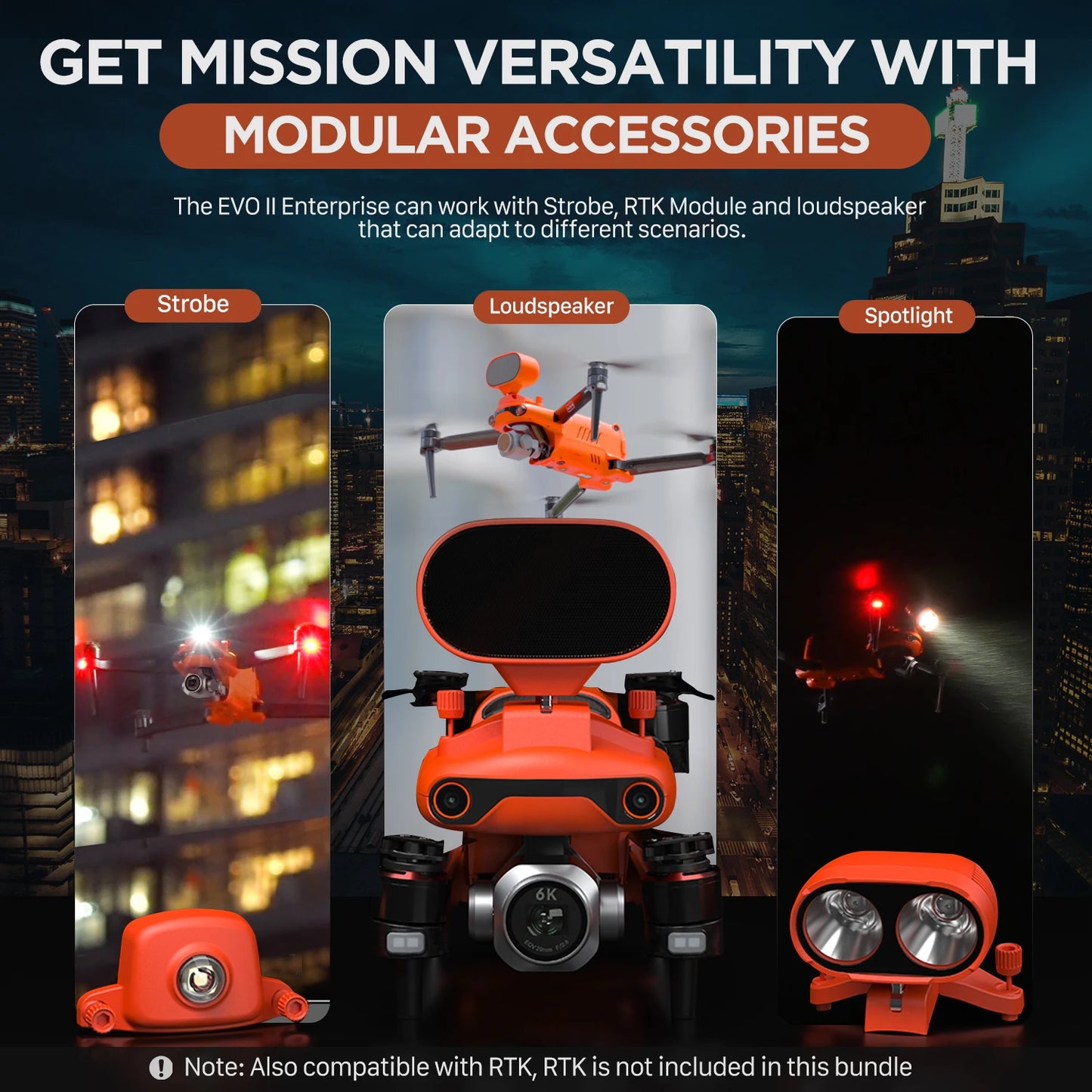 Autel Robotics EVO II Pro Enterprise V3 6K Camera Drone with Spotlight, Strobe, Speaker 42 Min Endurance Professional Drones