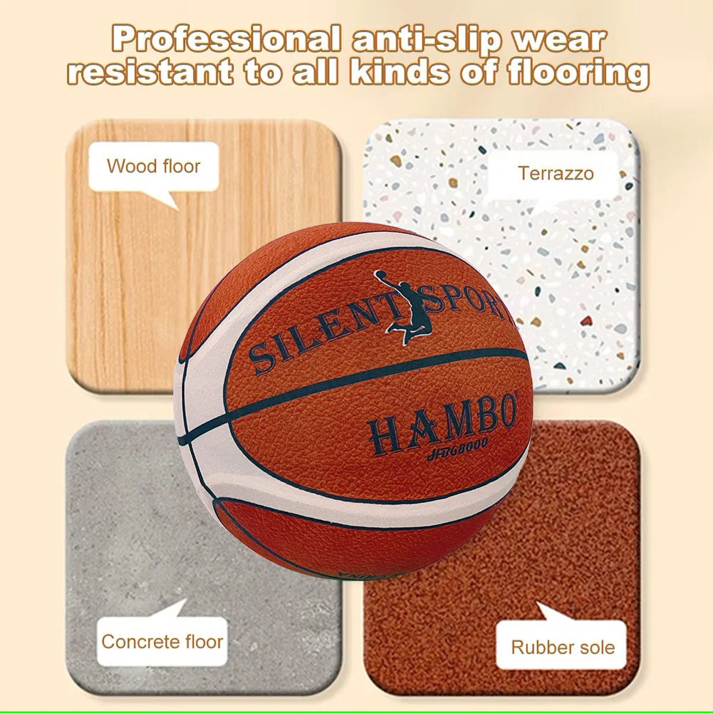 Indoor Silent Basketball Cloth Cover Size7#/6#/5# Soft High Elastic Foam Mute Ball No Noise Sports Ball Adults &Child Sport Game
