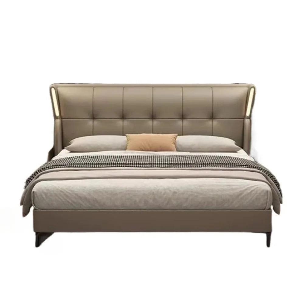 Nordic Upholstered Bed Aesthetic Modern Frame Double Bed Headboards Big Cama De Lujo Para Dormitorio Furniture Decoration