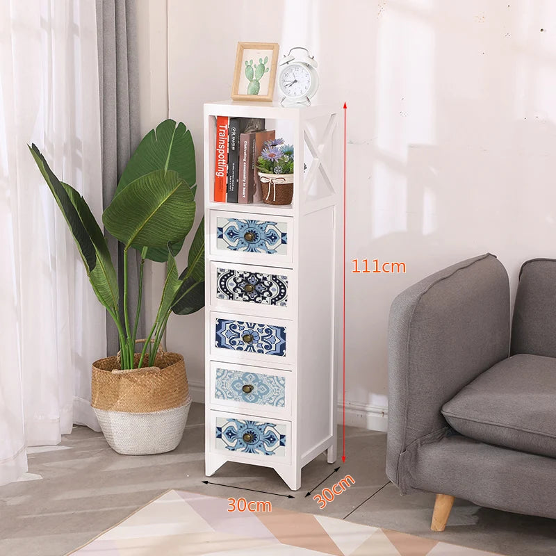 Narrow Storage Cabinet  American Style Solid Wood Storage Rack Large Capacity Multi-layer Storage Organizer Home Furniture