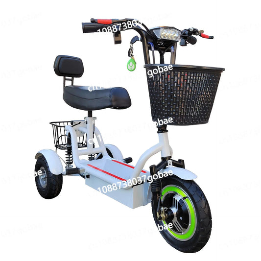 New electric tricycle 12-inch portable scooter for men and women for adults folding mini small three-wheeled electric car