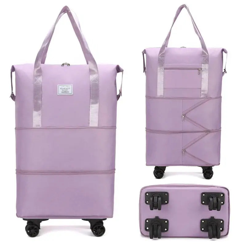 Large Capacity Travel Trolley Luggage Storage Bag With Wheels Waterproof Pulley Portable Collapsible Expandable Fashion Clothes