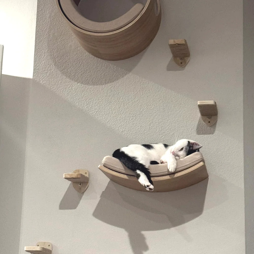 Cat Climbing Shelves Wall-Mounted Cat Tree Tower Scratcher Hammock Sisal Rope Ladder Hiding House Bed Cats Gym Claw Grinding Toy