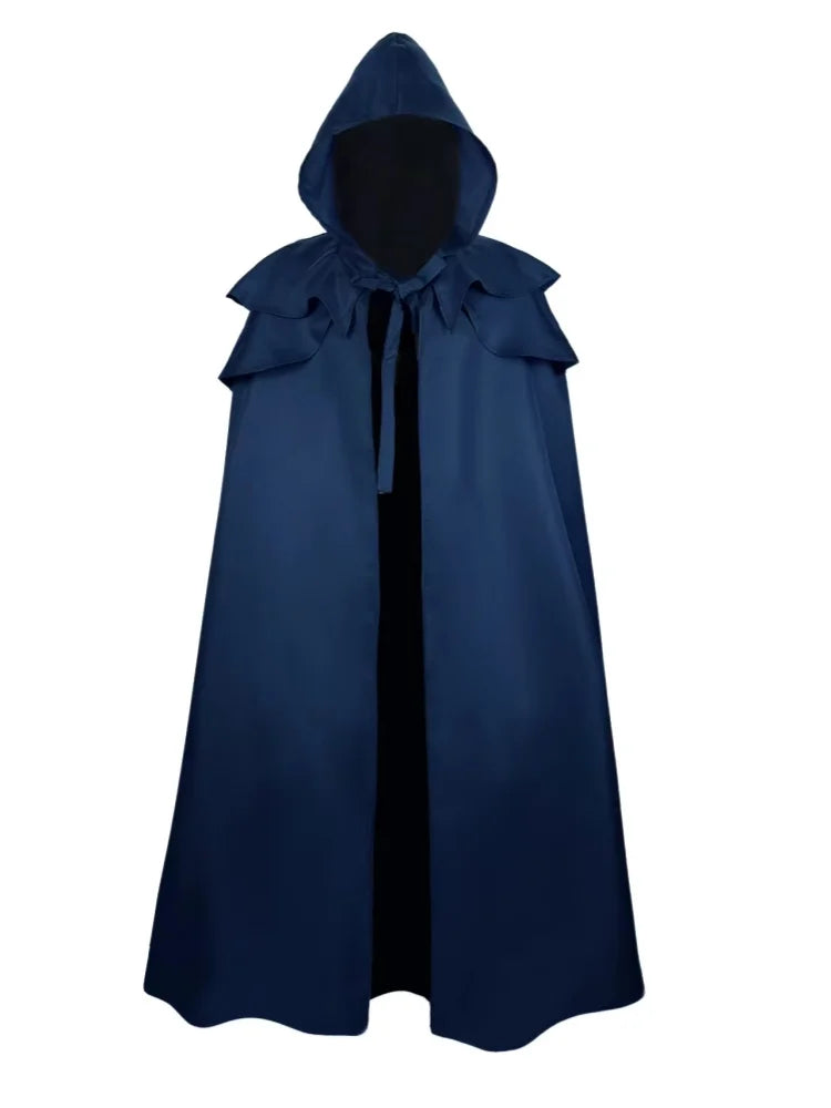 Men Cloak Hooded Medieval Monk Costume Windproof Mens Trench Coat Gothic Wizard Capes Trench-Coat Clothing Halloween Cos