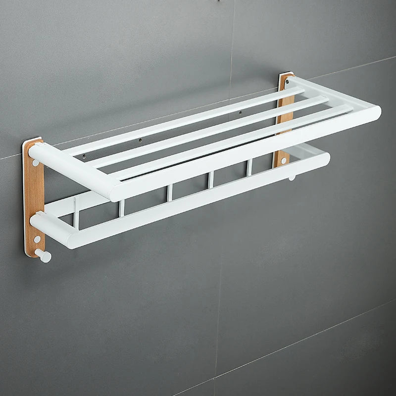 Bathroom storage rack towel rack White space aluminum bathroom storage rack folding towel rod bathroom accessories