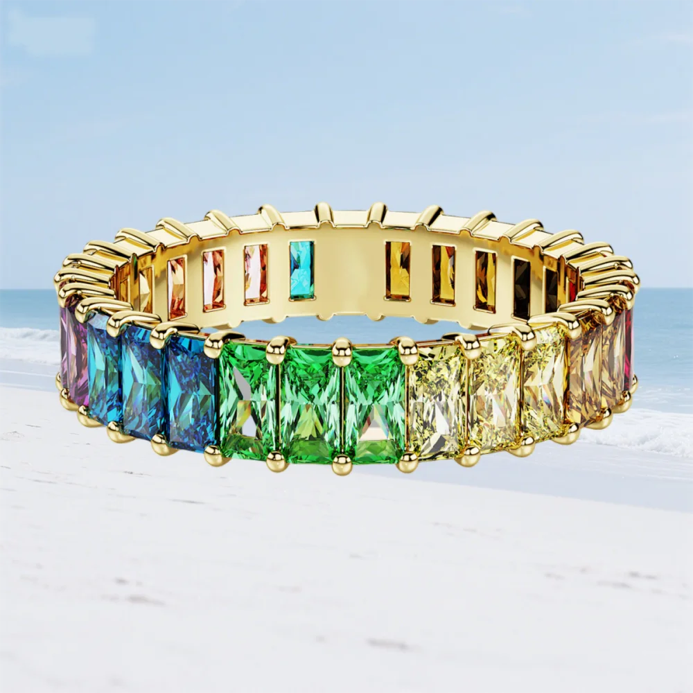 Women's gemstone ring, versatile and fashionable, inlaid with gorgeous colored gemstones, suitable for lovers