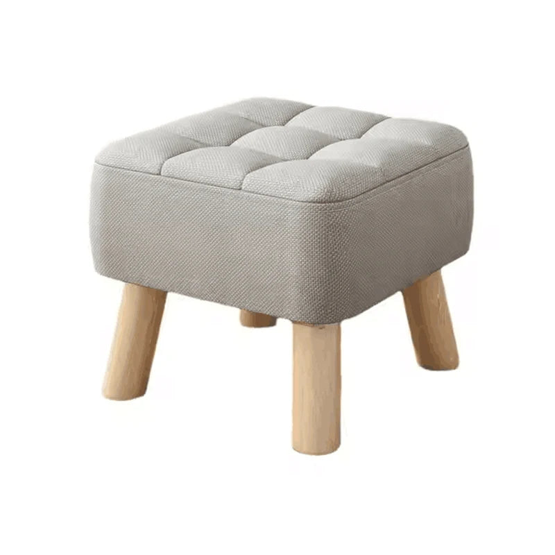 Solid Wood Footstool  Upholstered Seat  Small Sofa Shoe - changing & Tea - serving Bench  Round - foot Shoe - changing Stool Foo