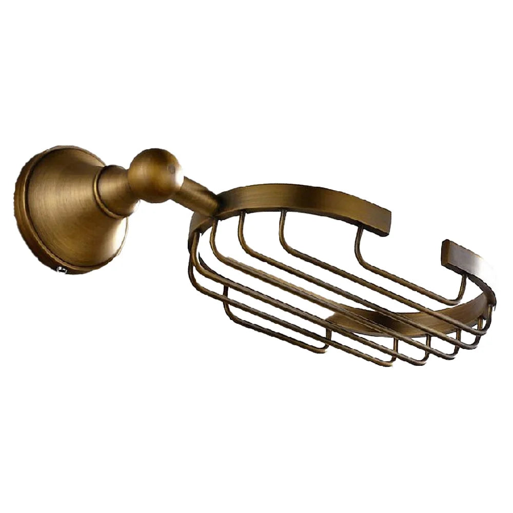 Bathroom Accessory Antique Brass Wall Mounted Bathroom Soap Basket Dish Holder aba080