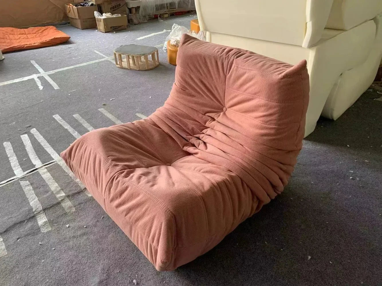 Togo caterpillar sofa balcony leisure bedroom living room reclining sleeping lazy sofa cream wind single recliner