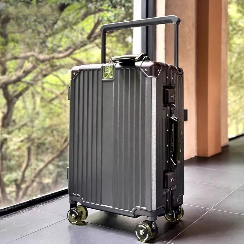 Wide Handlebar Suitcase Rolling Luggage Large Capacity Aluminum Frame Trolley Case with Colorful Silent Spinner Wheels TSA Lock