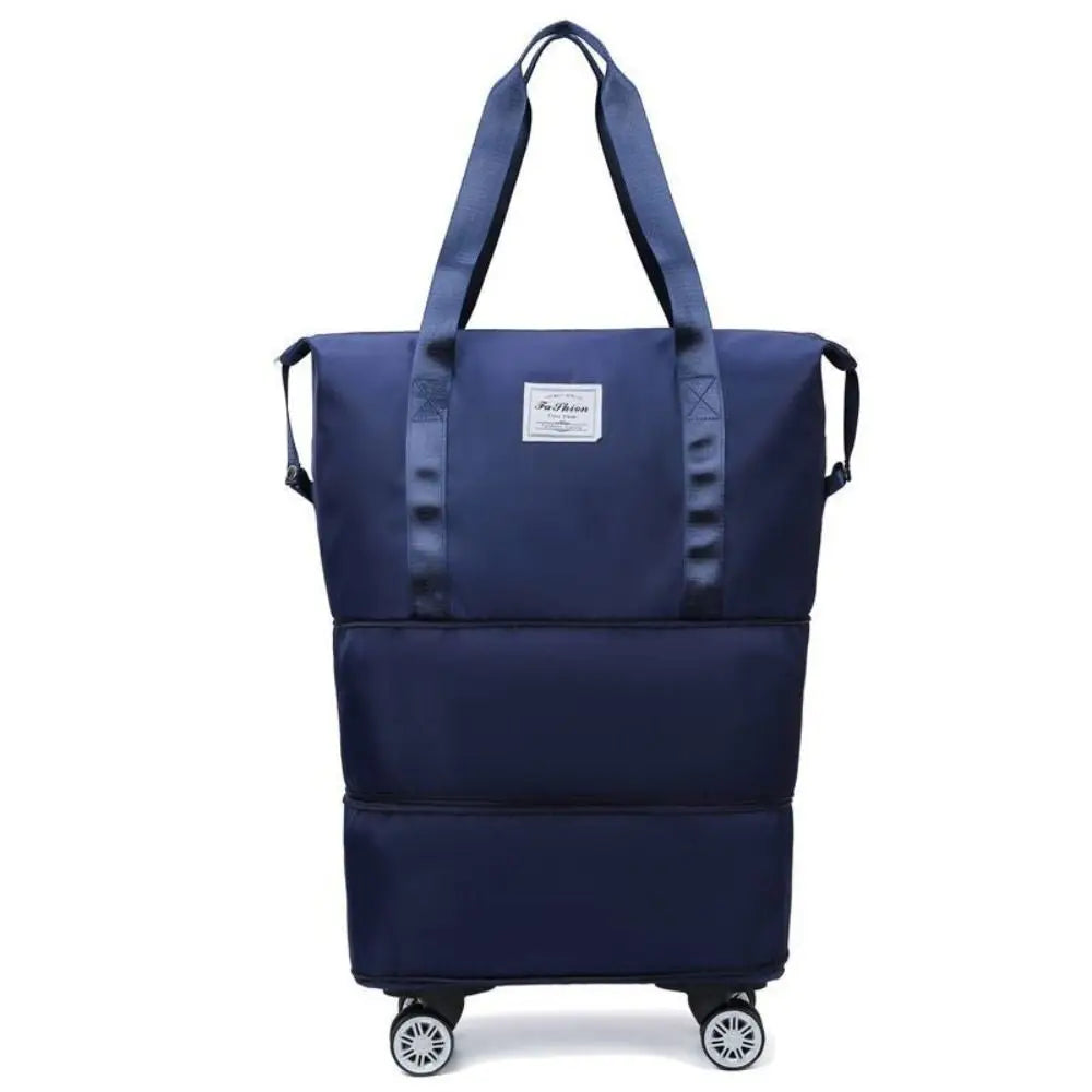 Travel Trolley Luggage Storage Bag With Wheels Waterproof Pulley Portable Collapsible Expandable Fashion Large Capacity Clothes