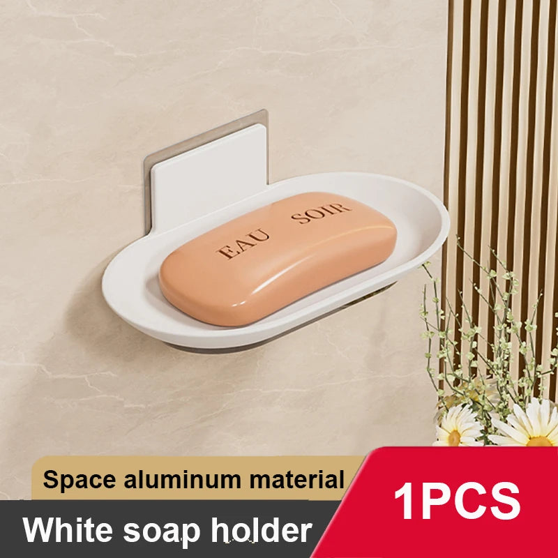 Bathroom Aluminum Alloy Soap Dish Free-Punching Wall Mounted Soap Sponge Holder Organizer Accessories Kitchen Soap Holder