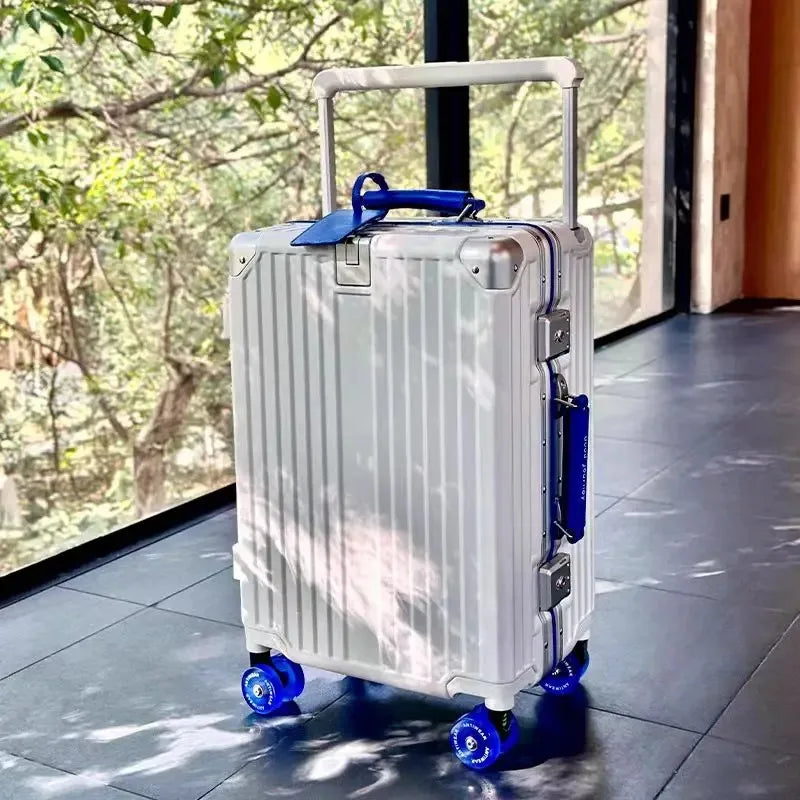 Wide Handlebar Suitcase Rolling Luggage Large Capacity Aluminum Frame Trolley Case with Colorful Silent Spinner Wheels TSA Lock