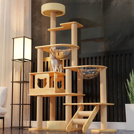 Tree Tower House for Large Cats, Claws, Sofa Protection, Cats with Scrapers, Wooden Cat Scratcher, Beds and Furniture