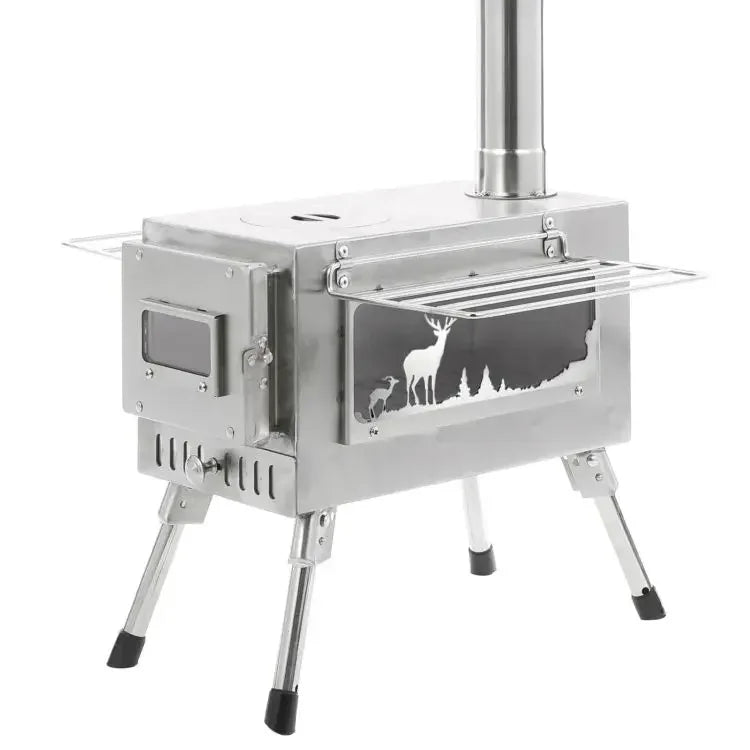 Outdoor Wood Burning Stove Portable Tent Stove with Chimney Pipe for Cooking Camping