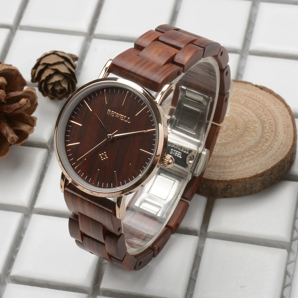 Wooden Watches for Men Women Slim Analog Quartz Minimalist Couple Wrist Watch