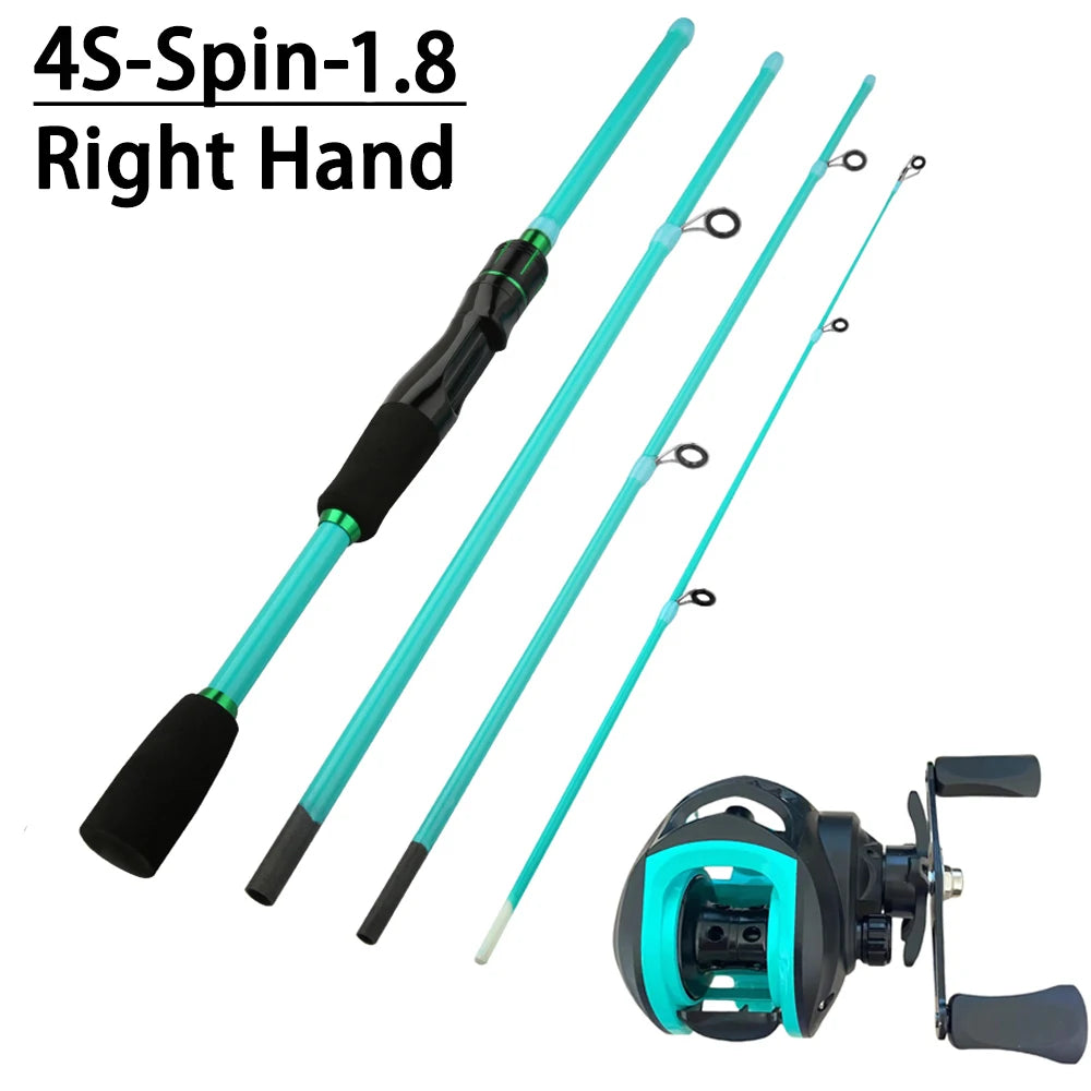 1.8 2.1m Lure Fishing Rod Baitcasting Reel Combo4/5 Sections Carbon Spining Casting Rod High Speed 7.2:1 Fishing Reel Sets Pesca