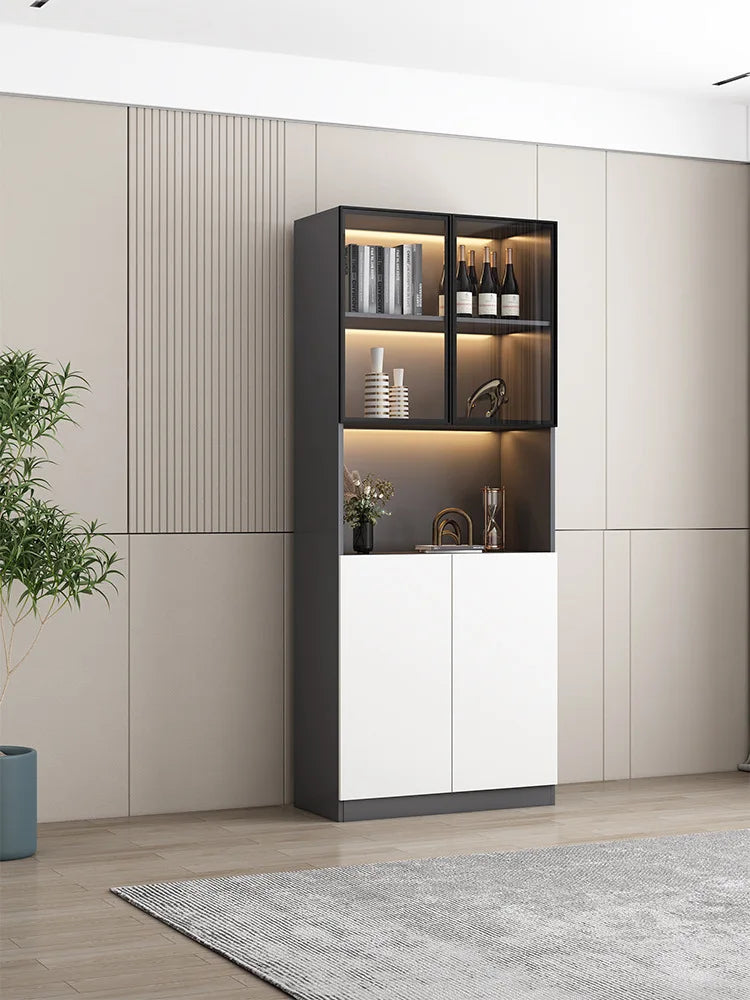 Modern simple light luxury living room storage cabinet Italian glass door wine cabinet dining room cabinet dining side