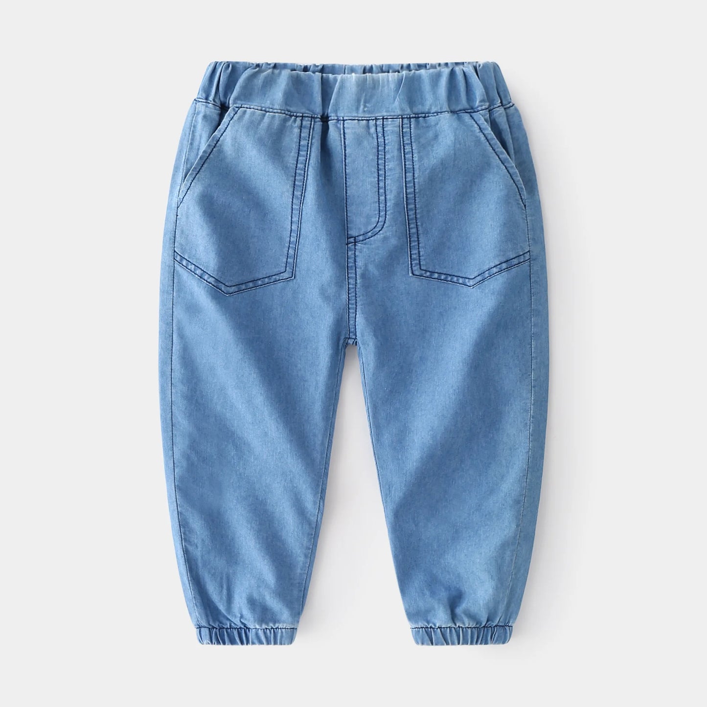 1 - 6 Y Baby Boys Cotton Jeans, Elastic Waist Denim Pants with Pockets, Comfortable & Stylish for Kids Boys