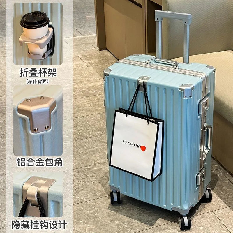 New Travel Suitcase Rolling Luggage Trolley Case Universal Wheel Carry-on Luggage with Cup holder Boarding Case travel bags