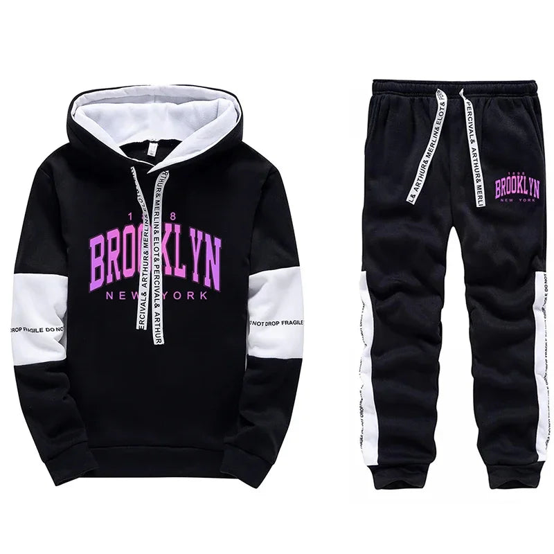 Mens Hoodies Fashion Print Casual Sweatshirt Daily Comfort Office Home Pullover Trousers Clothing Jogging Sports Man Tops Pants