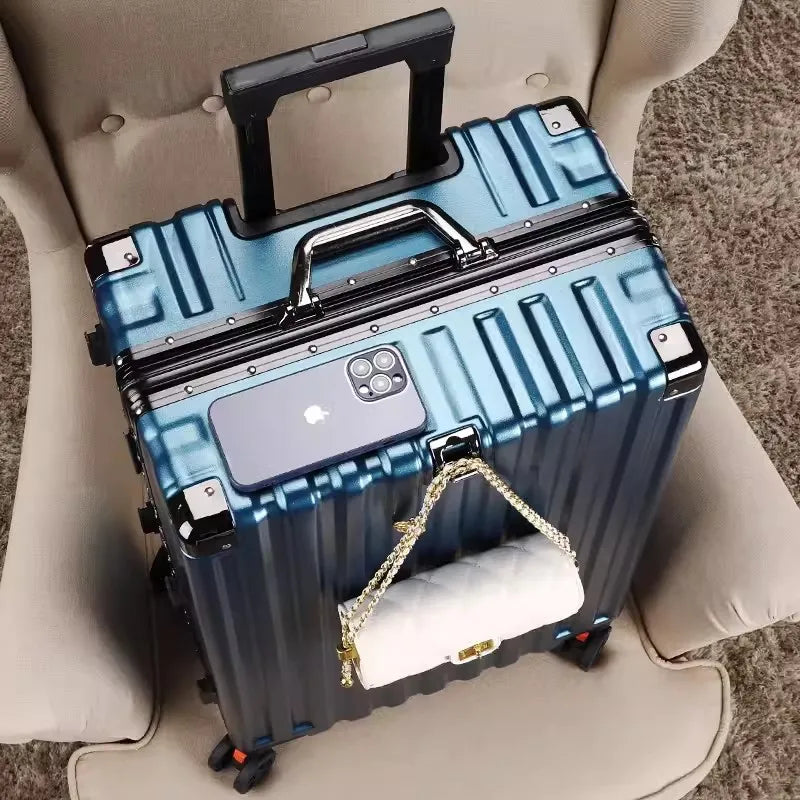 Luggage female mute universal wheel trolley case aluminum frame 24 inch student password suitcase male