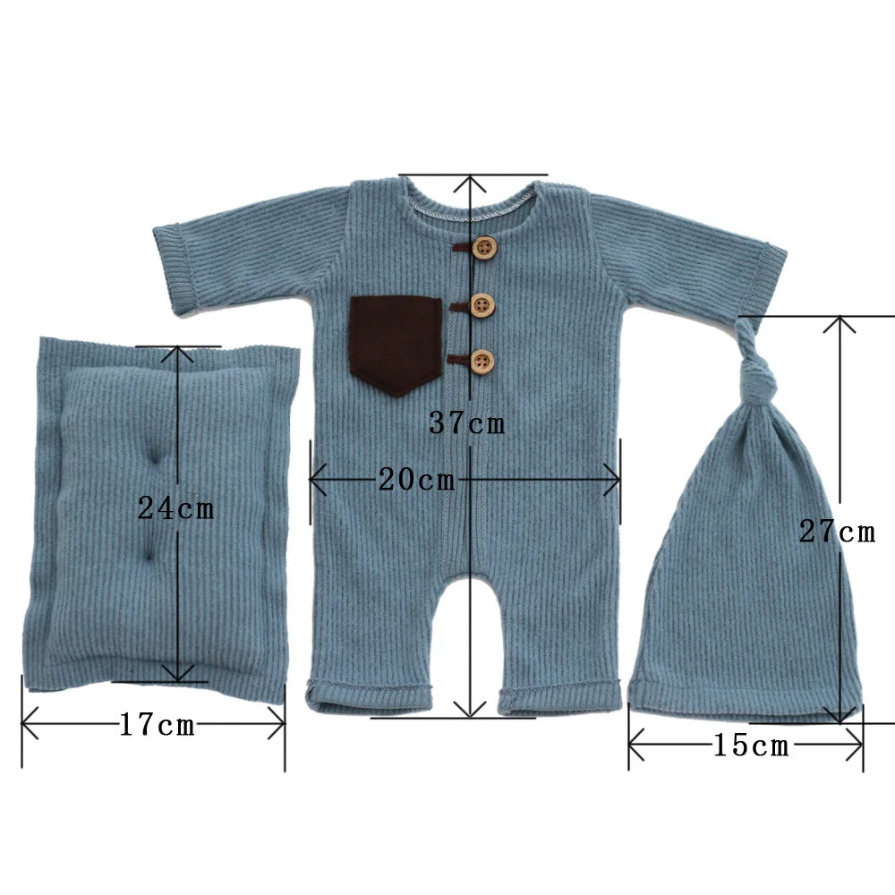 Newborn Photography Props Cloth Hat Pillow Baby Boy Girl Romper Bodysuits Outfit Shooting Photo Props Clothing Accessories
