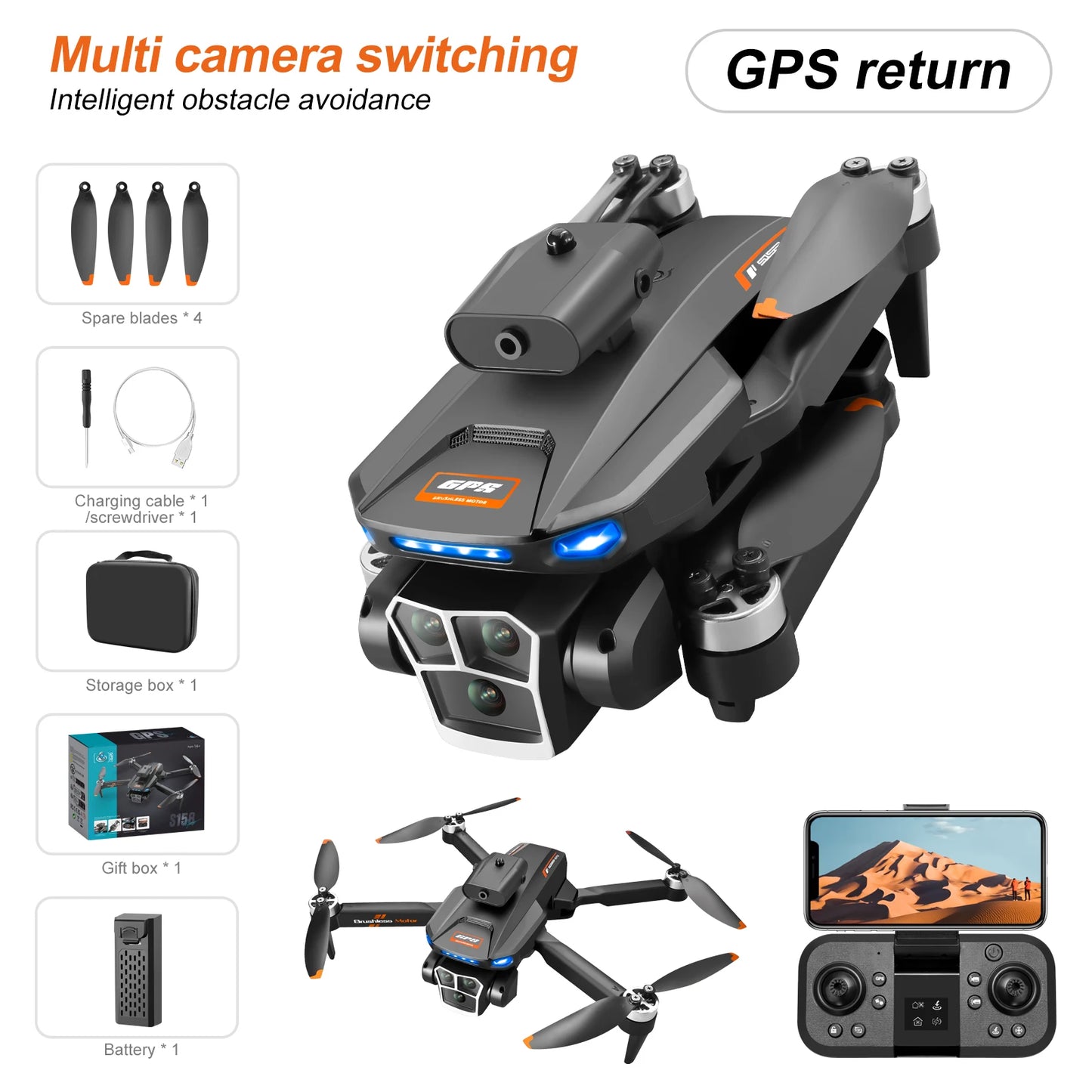 8K Drone RC Quadcopter FPV Dron with 4K Camera GPS Obstacle Avoidance Mini Foldable HD Professional Aerial Photography UAV Toys