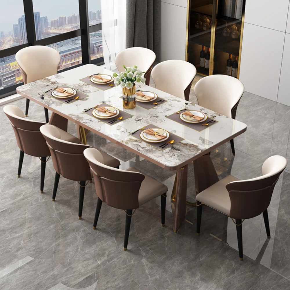Modern Living Dining Table Luxury Italy Rectangle Waterproof 8 People Dining Table Legs Metal Moveis Para Casa Home Accessories