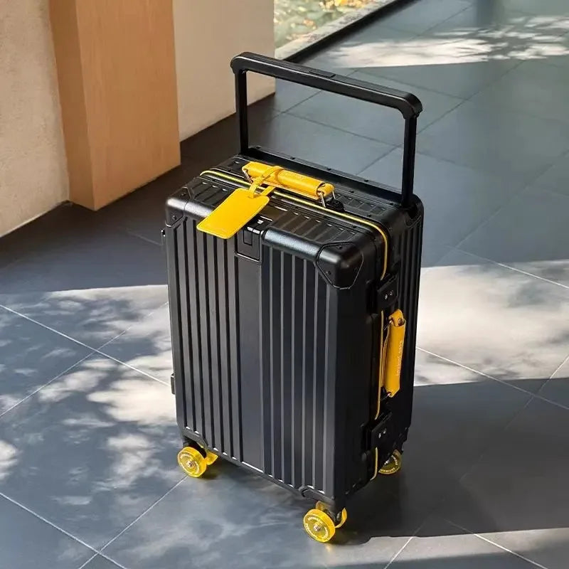 Wide Handlebar Suitcase Rolling Luggage Large Capacity Aluminum Frame Trolley Case with Colorful Silent Spinner Wheels TSA Lock