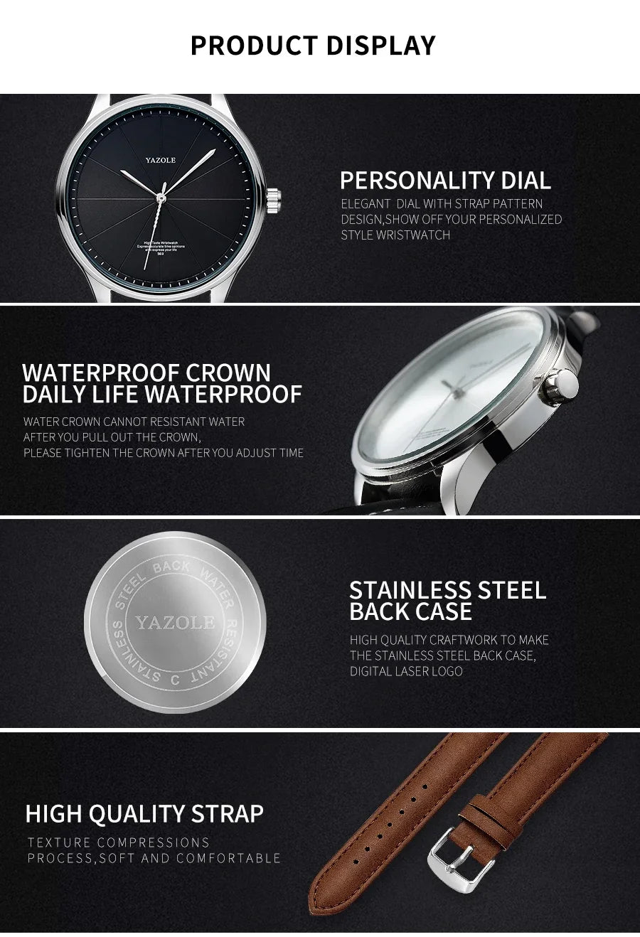 Business Style Watches for Men Top Brand Luxury Metal Case Analog Quartz Men's Watch Casual Leather Belt Fashion Man Watch Gift