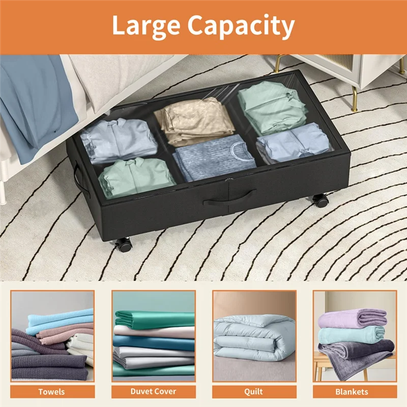 AA81-Under-Bed Locker Storage Box With Wheels Bed Bottom Storage Box Storage Box Rolling Storage Container Under Bed