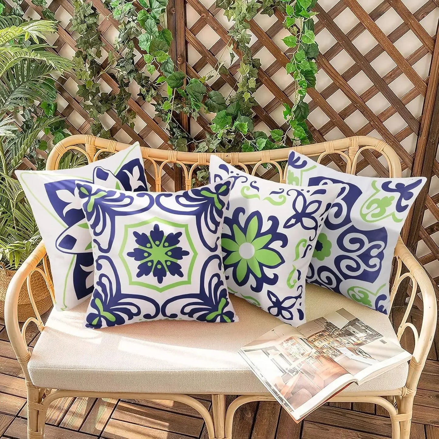 4pcs Bohemian Farmhouse Outdoor Cushion Cover Courtyard Furniture Garden Sofa Decoration Home Printing Cute Cushion Cover