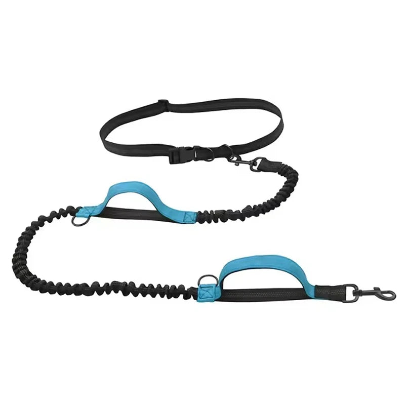 Outdoor Pet Dual Elastic Traction Rope Reflective Running at Night Stretchable Hands-free Dog Dual Handle Elastic Rope