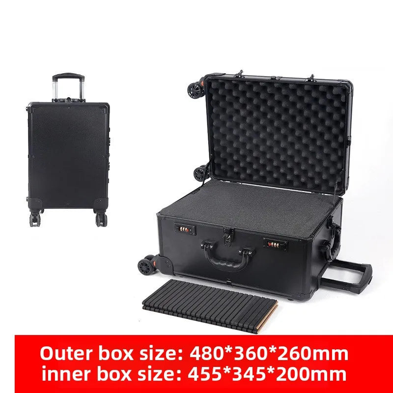 Aluminum Alloy Frame Rolling Luggage Universal Wheel Shockproof Portable Multifunctional Tool Storage Case Safety Protection Box
