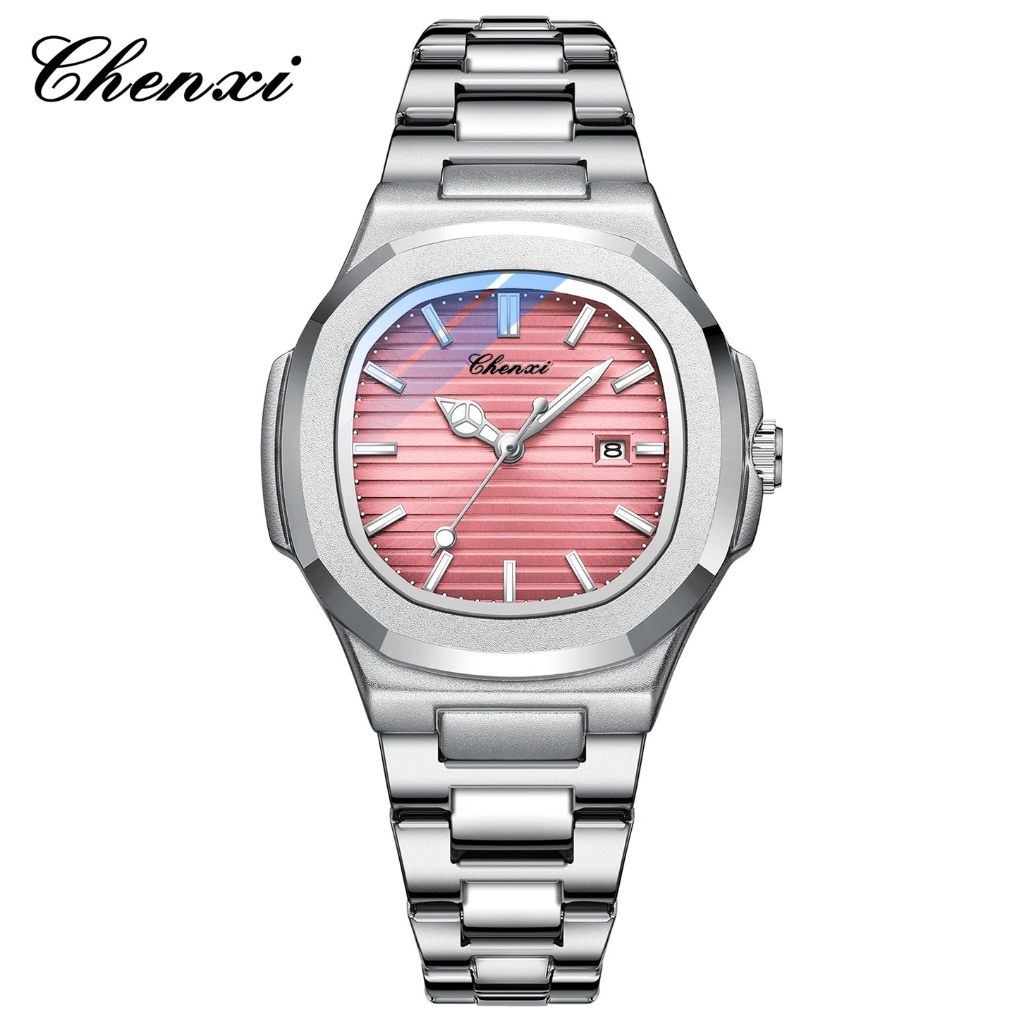 Watches For Woman Fashion Date Luminous Quartz Watch Silver Stainless Steel Clock Women's Stainless Steel Watch Waterproof