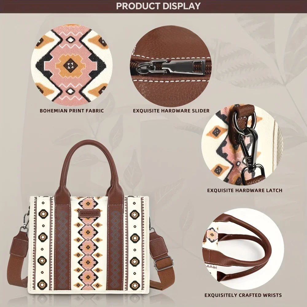 Women's Bohemian Tote Bag European Retro Trendy Single-Shoulder Crossbody Handbag for Stylish Casual Fashion Maternity Bag