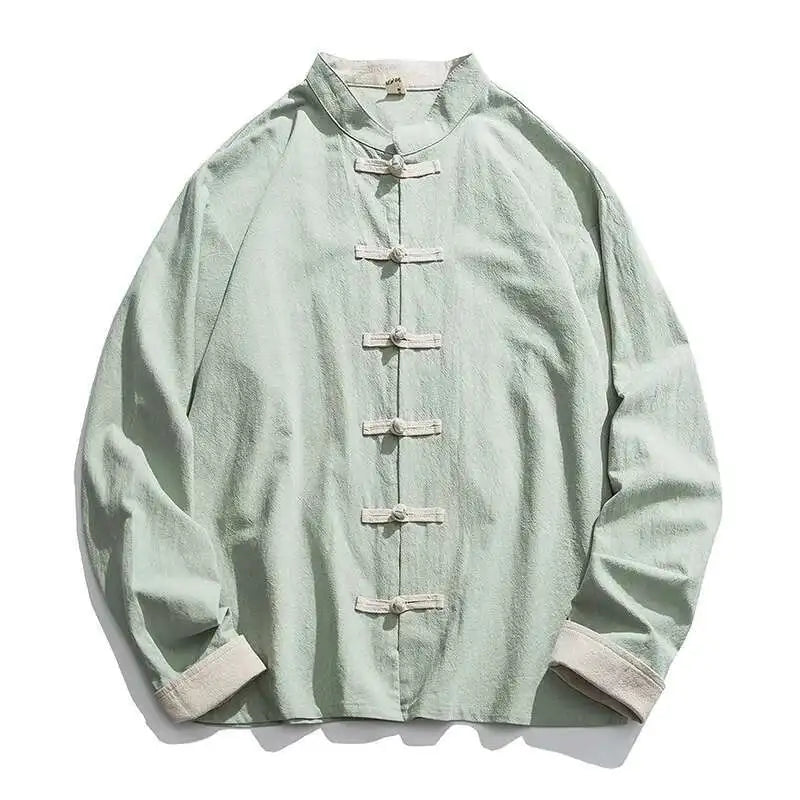 Mens Traditional Chinese Clothing Spring Autumn Solid Tang Suit Men Kung Fu Tai Chi Master Costume Male Tops Jackets Gift