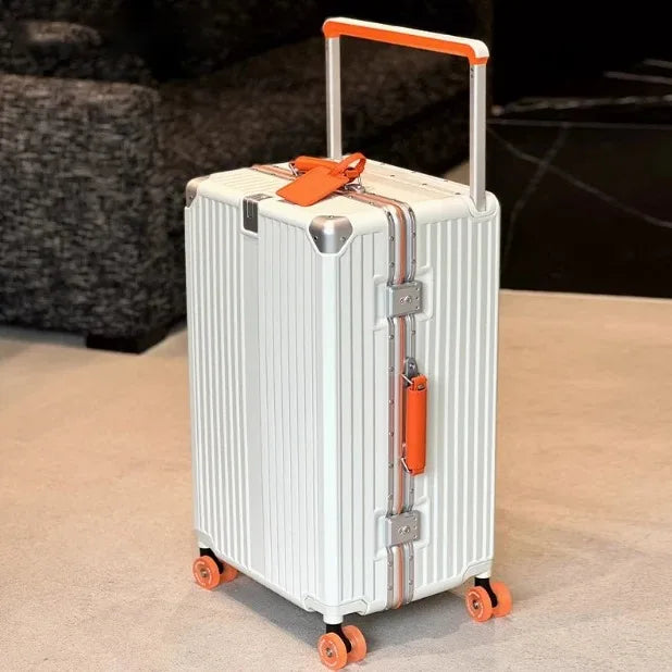 Wide Handlebar Suitcase Rolling Luggage Large Capacity Aluminum Frame Trolley Case with Colorful Silent Spinner Wheels TSA Lock