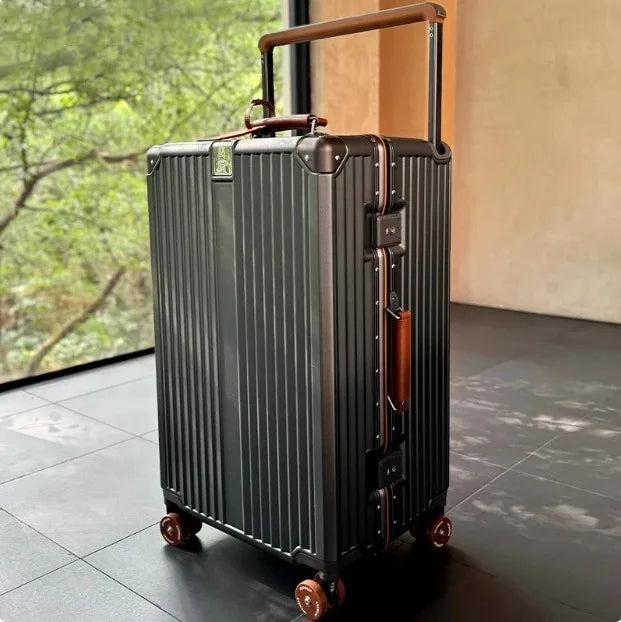 Wide Handlebar Suitcase Rolling Luggage Large Capacity Aluminum Frame Trolley Case with Colorful Silent Spinner Wheels TSA Lock